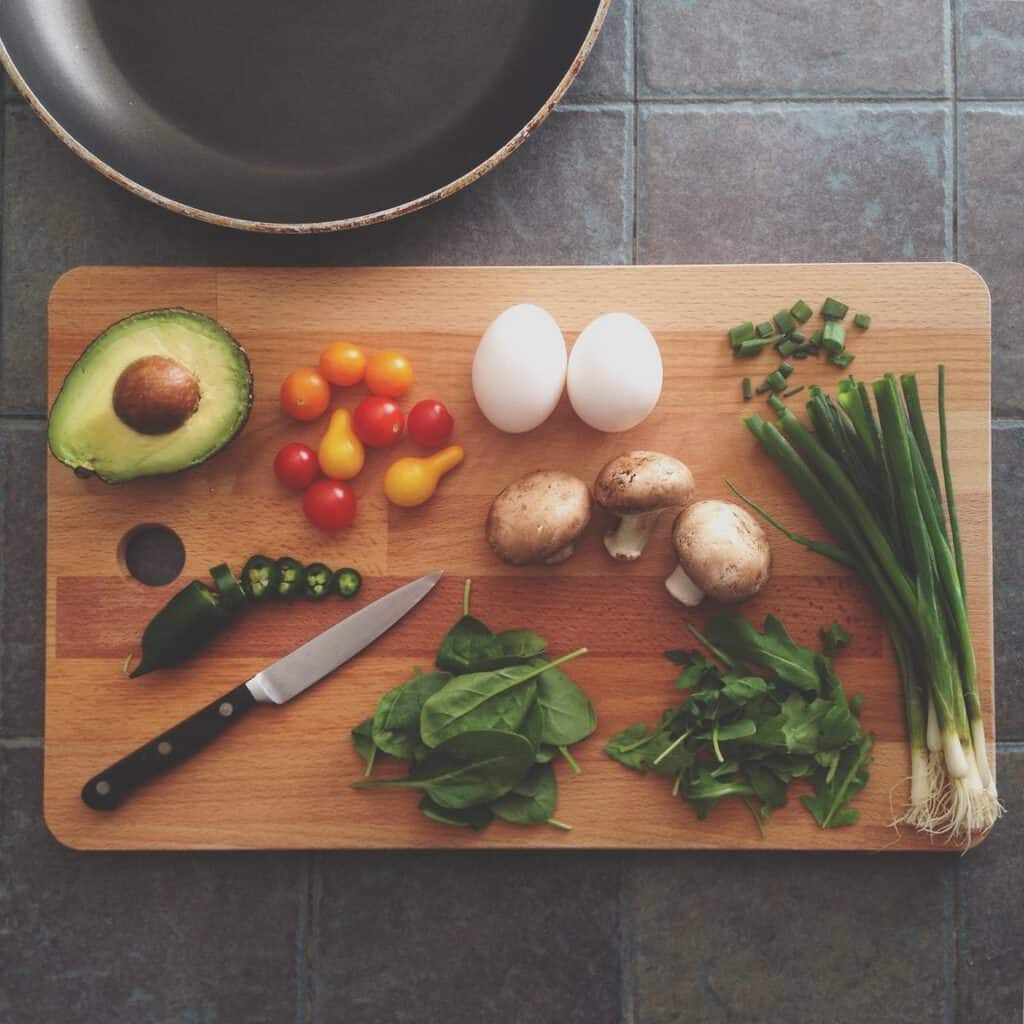 assorted cooking ingredients on a chopping board