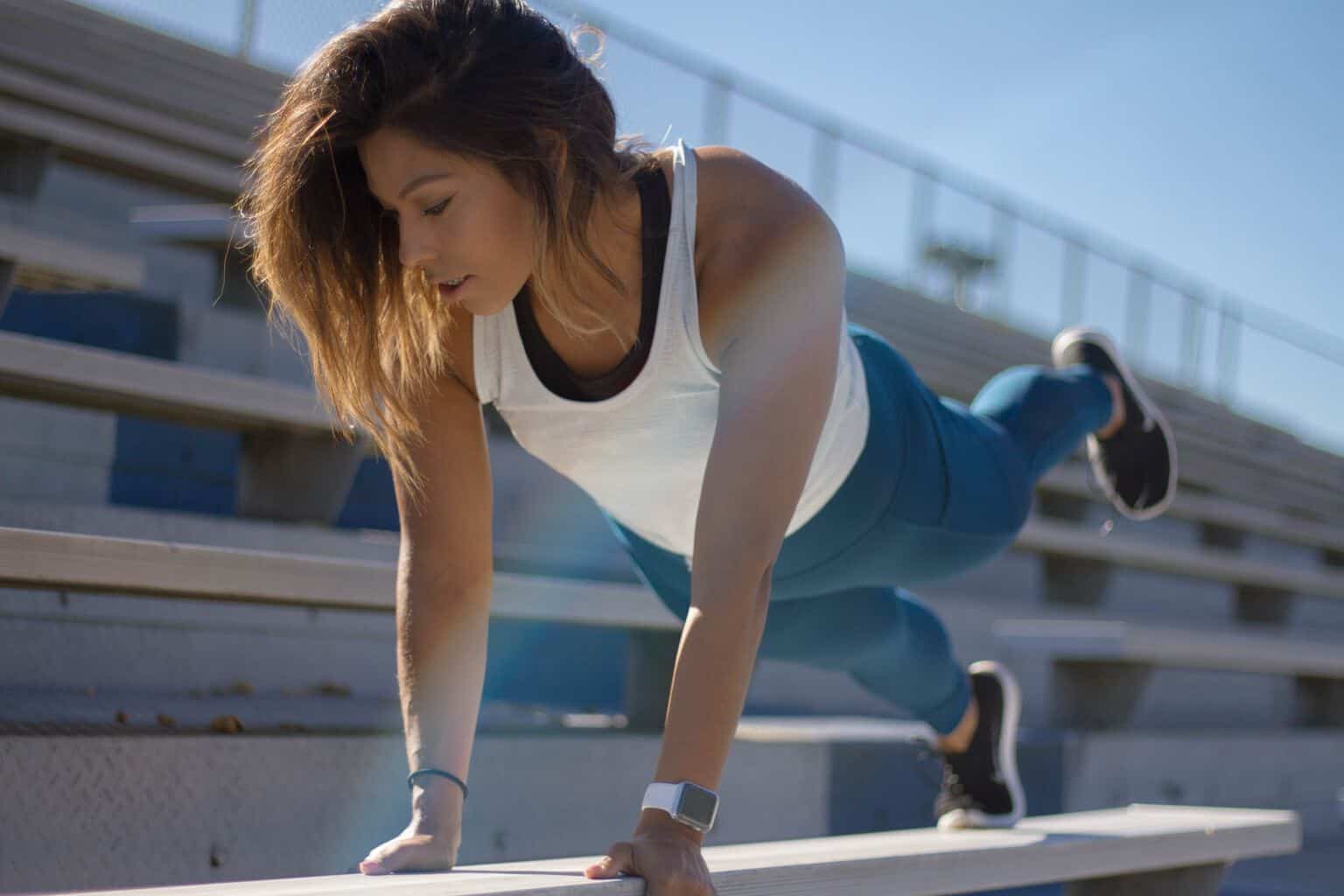 a woman doing plank