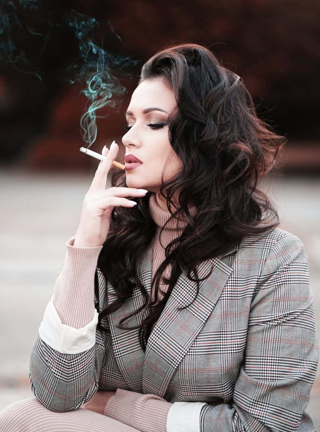 woman smoking a cigarette